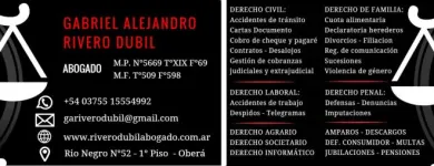 La imagen 2 de la Empresa RIVERO DUBIL GABRIEL ALEJANDRO - ABOGADO Legales en Oberá AR-N	